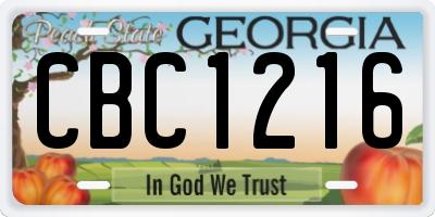 GA license plate CBC1216