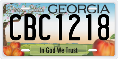 GA license plate CBC1218