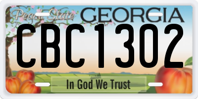 GA license plate CBC1302