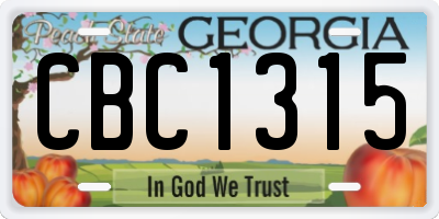 GA license plate CBC1315