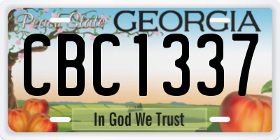 GA license plate CBC1337