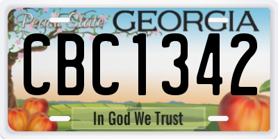 GA license plate CBC1342