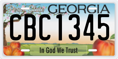 GA license plate CBC1345