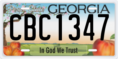 GA license plate CBC1347