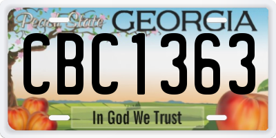 GA license plate CBC1363