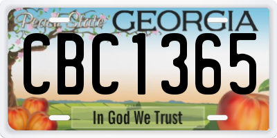 GA license plate CBC1365
