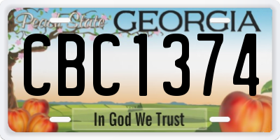 GA license plate CBC1374