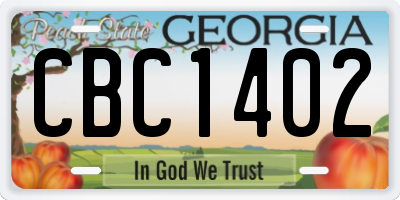 GA license plate CBC1402