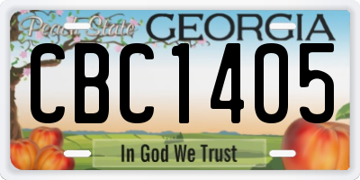 GA license plate CBC1405