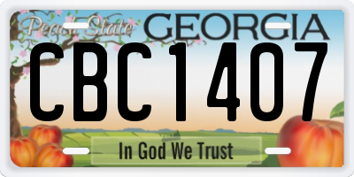 GA license plate CBC1407