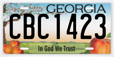 GA license plate CBC1423
