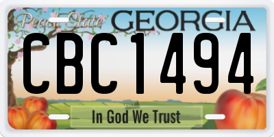 GA license plate CBC1494