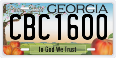 GA license plate CBC1600