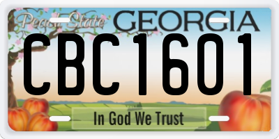 GA license plate CBC1601