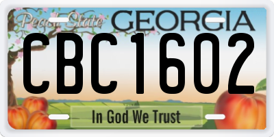 GA license plate CBC1602