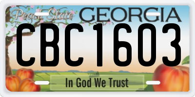 GA license plate CBC1603