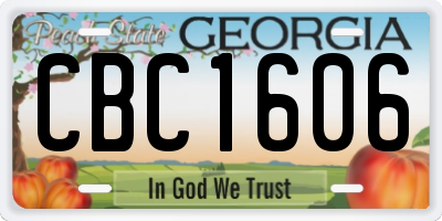 GA license plate CBC1606