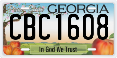 GA license plate CBC1608