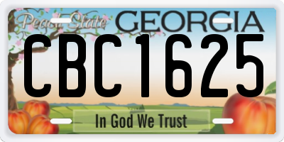 GA license plate CBC1625