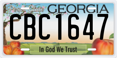 GA license plate CBC1647