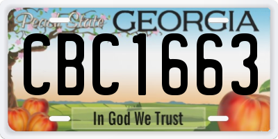 GA license plate CBC1663