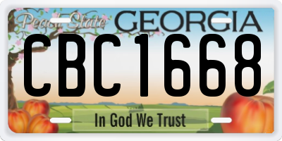 GA license plate CBC1668