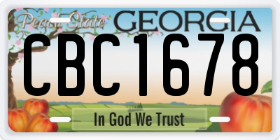 GA license plate CBC1678