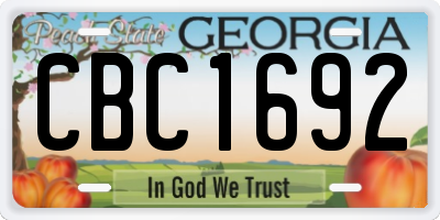 GA license plate CBC1692