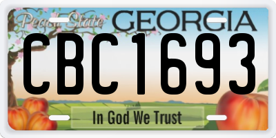 GA license plate CBC1693