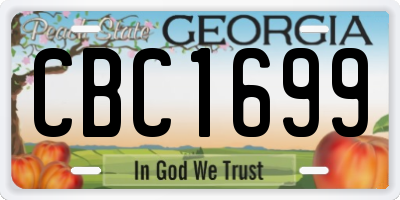 GA license plate CBC1699