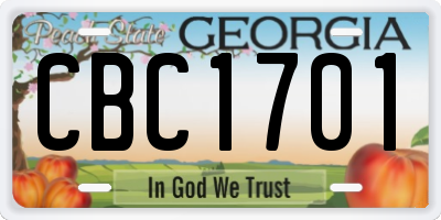 GA license plate CBC1701
