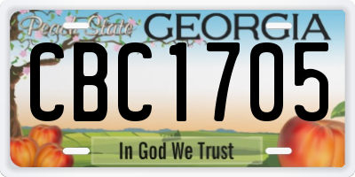 GA license plate CBC1705