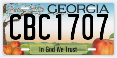 GA license plate CBC1707