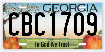 GA license plate CBC1709