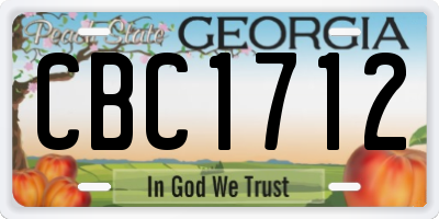 GA license plate CBC1712