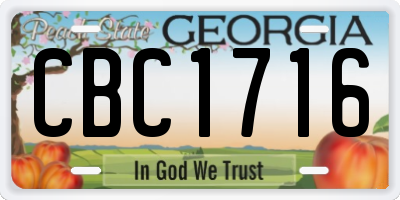 GA license plate CBC1716
