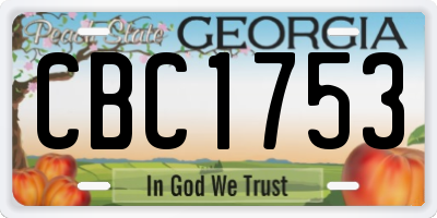 GA license plate CBC1753