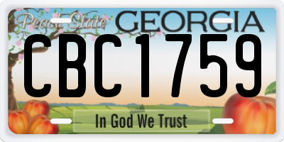 GA license plate CBC1759