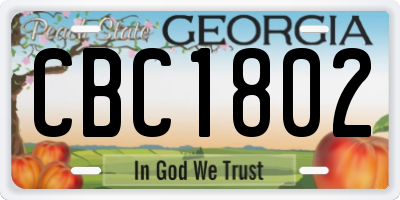 GA license plate CBC1802