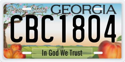GA license plate CBC1804