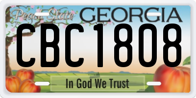 GA license plate CBC1808
