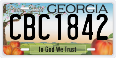GA license plate CBC1842