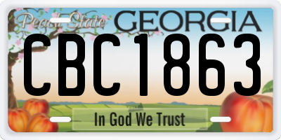 GA license plate CBC1863