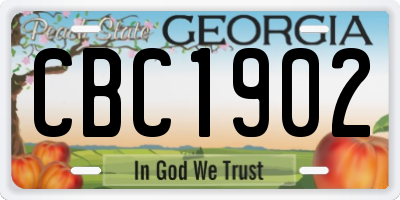GA license plate CBC1902
