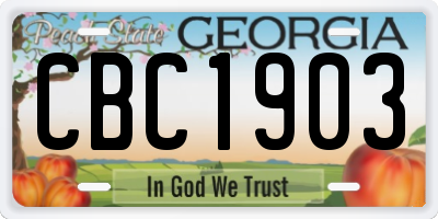 GA license plate CBC1903