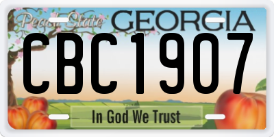 GA license plate CBC1907