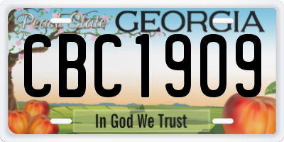 GA license plate CBC1909