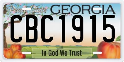 GA license plate CBC1915