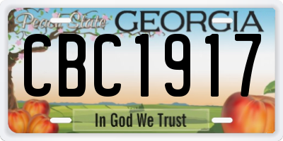 GA license plate CBC1917