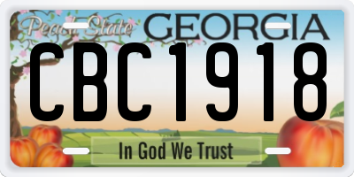 GA license plate CBC1918